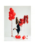 12" Red Latex Balloons with Ribbons Shiny Finish Party Birthday Wedding Decor