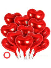 12 Pc 18 Inch Red Heart Foil Balloons for Valentine Birthday Wedding and Baby Shower