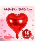 12 Pc 18 Inch Red Heart Foil Balloons for Valentine Birthday Wedding and Baby Shower