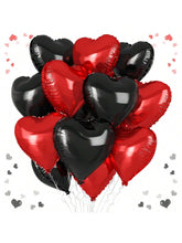 12PCS 18" Red & Black Heart Foil Balloons Valentines Wedding Party Decor
