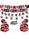 Red and Black Warrior Birthday Party Decorations for Boys with Banner and Toppers