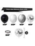 60PCS Black Silver Confetti 12 Inch Latex Balloons Birthday Wedding Party Decor
