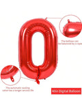40 Inch Red Number 0 Foil Balloon Jumbo Birthday Anniversary Party Decor