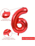 40 Inch Red Number 6 Foil Balloon Jumbo Birthday Anniversary Party Decor