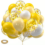 60PCS Yellow White Confetti 12 Inch Balloons Sunflower Party Decor
