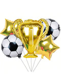 5-Piece Football Champion Star Foil Balloons for Birthday and Party Decor