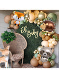 Woodland Animal Balloon Garland 137 pcs Sage Green Brown White Party Decor