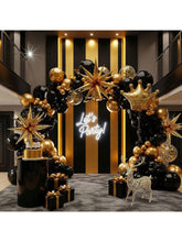 133pcs Gold & Black Balloon Garland with Starburst Mylar Balloons