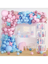 196pcs Gender Reveal Party Kit Blue Mauve Rose Gold Balloons Confetti Letters