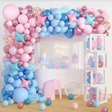 196pcs Gender Reveal Party Kit Blue Mauve Rose Gold Balloons Confetti Letters