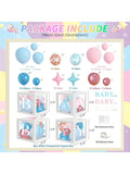 196pcs Gender Reveal Party Kit Blue Mauve Rose Gold Balloons Confetti Letters