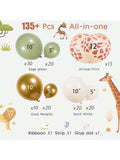 Sage Green Gold White Balloon Garland Kit with Jungle Giraffe Print for Parties