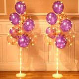 2 Set Floor Balloon Column Stand Kit With 40 Pcs Balloons, Led Light Balloon Holder Christmas Centerpieces Balloon Tower For Birthday Shower Wedding (Purple)-