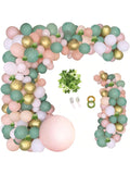 148pcs Sage Olive Green Peach Balloon Garland Kit with Ivy for Jungle & Birthday Party