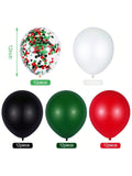 60pcs Red Black Green Balloons 12" with White Green Confetti for Forest Party