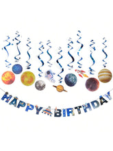 11pcs Solar System Hanging Decorations with Banner and Swirls for Kids Party