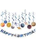 11pcs Solar System Hanging Decorations with Banner and Swirls for Kids Party