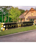 50th Birthday Decorations Black and Gold Banner Yard Signs for Indoor and Outdoor Parties