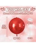 9pcs Red 22in Giant 4D Round Foil Balloons for Weddings & Parties