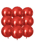 9pcs Red 22in Giant 4D Round Foil Balloons for Weddings & Parties