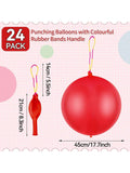 24 Red Punch Balloons with Handles for Kids Birthday Party Favors & Games