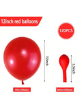 120 Pearl Red 12 Inch Latex Balloons for Birthday, Wedding, and Party Decor