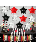 18" Black Red Silver Star Foil Balloons 12PCS Birthday Casino Party Decor