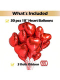 30pcs 18in Red Heart Foil Balloons for Valentines Weddings & Anniversaries