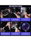 50 Piece Set Of 20 Inch LED Bobo Light-Up Clear Balloons With Handles And String Lights Perfect For Birthdays Christmas Weddings And Festive Decor -