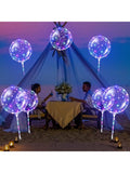 50 Piece Set Of 20 Inch LED Bobo Light-Up Clear Balloons With Handles And String Lights Perfect For Birthdays Christmas Weddings And Festive Decor -