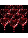 10 Pack Clear Heart-Shaped LED Bobo Balloons With Red Lights, Perfect For Christmas, Valentine's Day, Weddings, Birthdays, And Party Decorations -