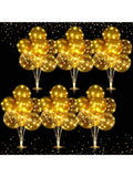 LED Balloon Centerpiece Set 6 Pack With Stands And 60 Light Up Balloons For Baby Shower Birthday Wedding Halloween Christmas Party Table Decor -