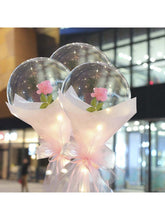 3-Pack LED Pink Rose Bobo Balloon Bouquet Light Up Balloons for Valentine Wedding and Birthday
