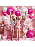 14-Pack 22-Inch Hot Pink and Silver Foil Balloons for Party and Birthday Decor