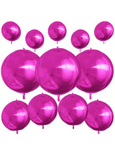 12-Pack Metallic Hot Pink Foil Balloons 10-22 Inch 4D Shapes Party Decor