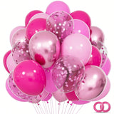68-Piece Pink Balloon Kit 12 Inch Metallic and Confetti for Party Decor