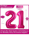 40" Giant Hot Pink Number 21 Balloon for Birthdays, Anniversaries & Events
