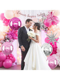 6 Pink and Silver Foil Balloons 22 Inch for Birthdays Weddings and Showers