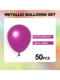 50 Hot Pink Metallic Latex Balloons 12 Inch for Weddings and Party Decor