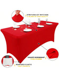 2PCS Red 6ft Spandex Stretch Tablecloths Fitted Washable Party Covers