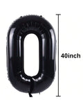 40in Black Foil Number Balloons 0-9 for Birthday Party Decorations