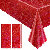 2 Red Holographic 40x108-Inch Tablecloths for Parties and Holiday Decor