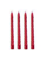 Set of 4 Red 10-Inch Spiral Candles for Dinners, Parties, or Weddings