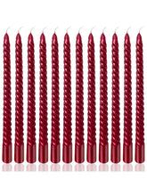 12pcs 10in Burgundy Spiral Taper Candles Unscented Dripless for Weddings & Holidays