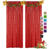 Red Sequin Backdrop Curtains 2pcs 2x8ft Wedding & Party Decor