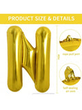 40 Inch Gold Letter N Foil Balloon for Birthday and Anniversary Decor