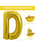 40 Inch Gold Letter D Foil Balloon for Birthday and Anniversary Decor