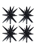 4 Black 22 Inch 4D Starburst Mylar Balloons for Party Christmas and Wedding Decor