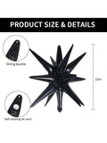 4 Black 22 Inch 4D Starburst Mylar Balloons for Party Christmas and Wedding Decor