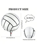 12-Pc 20-Inch Volleyball Foil Balloons for Birthday and Sports Party Decorations